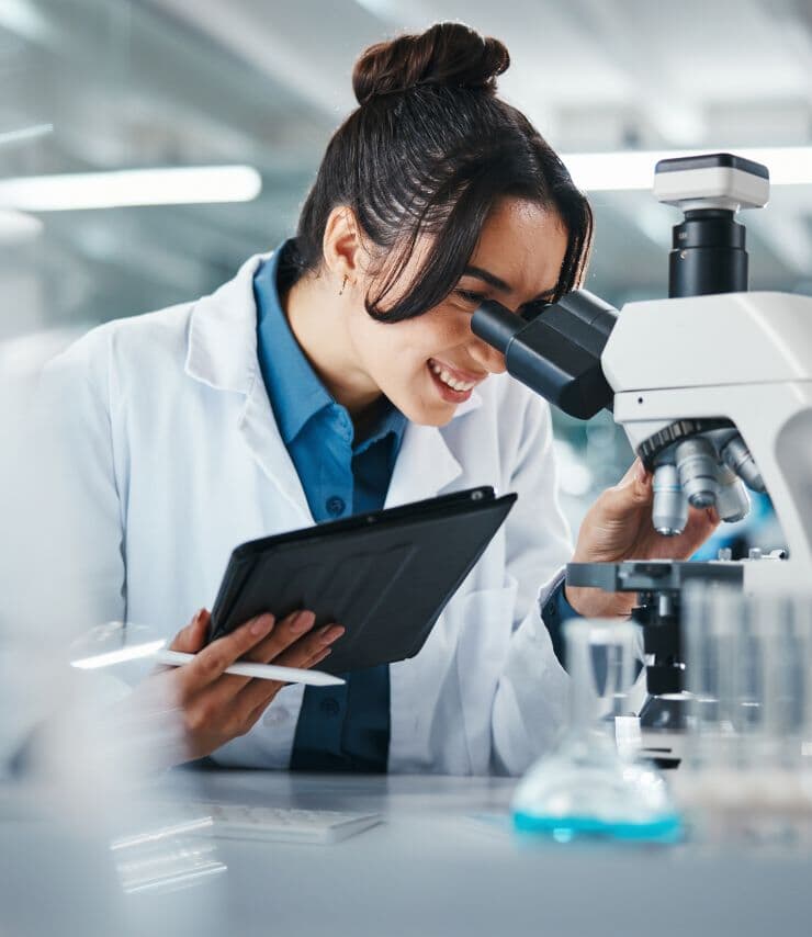 Scientist analyzing nanomaterials